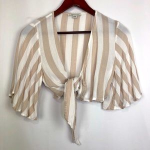 American Eagle Striped Tie Cover Up Short Sleeve Cropped Flare Thin Beach Summer
